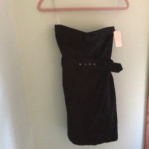 Strapless Black Belted Cocktail Dress